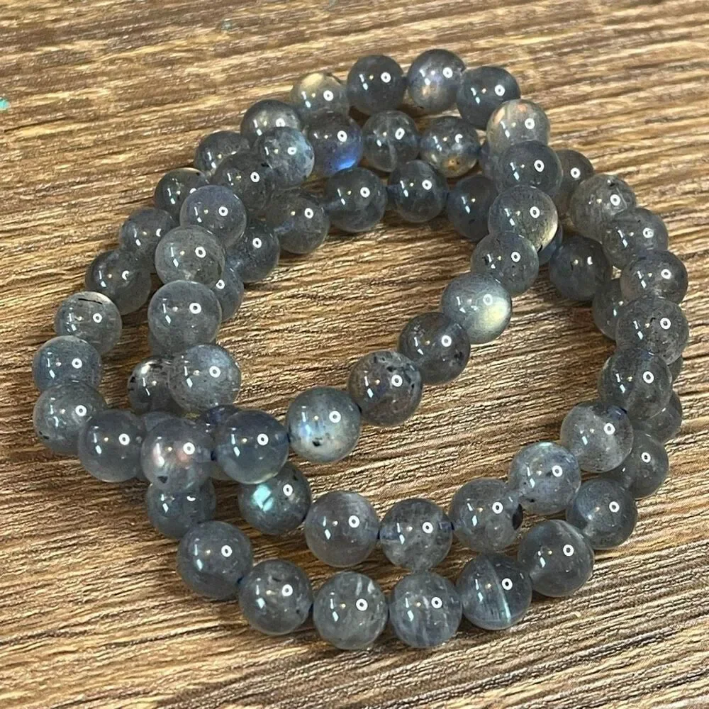 Labradorite high quality super flashy stretch beaded bracelet ONE new handmade